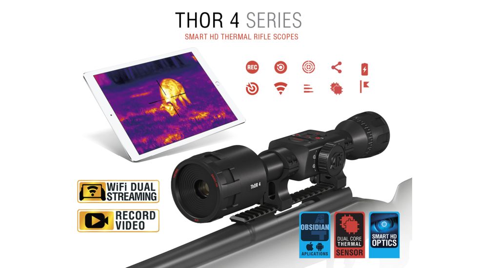 theOpticGuru ATN Thor 4 Thermal Scope w/Video rec in HD Bluetooth and Wi-Fi Streaming, Gallery & Controls Smooth Zoom 
