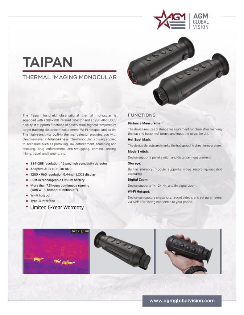 AGM Taipan TM19384 Thermal Monocular (Free Thermal Monocular Braided