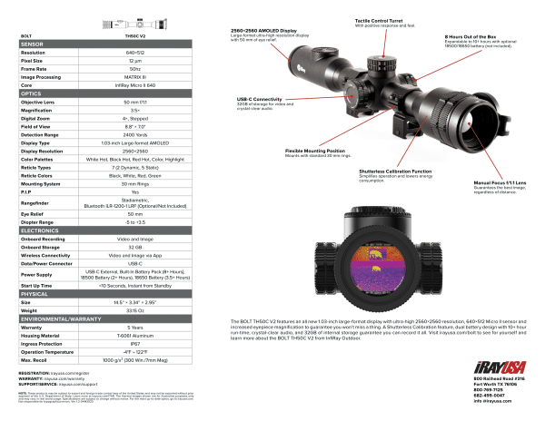 InfiRay Outdoor BOLT TH50C V2 Thermal Riflescope (SALE! Free 2x 18500 Batteries and 4-Port Charger Included!) - Image 7