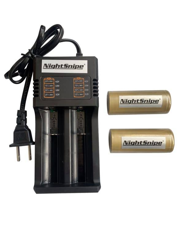 IRAY RICO G LRF / NightSnipe 26650 Rechargeable Lithium-Ion Batteries & Charger. NightSnipe 26650 Rechargeable Lithium-Ion batteries for your IRAY RICO G LRF Thermal Weapon Scope! These NightSnipe 26650 are the highest quality 26650 available and will be sure to power your IRAY scope all night long! Contents: 2 x NightSnipe 26650 Rechargeable Lithium-Ion Batteries 1 x NightSnipe 2-Port 26650 Battery Charger