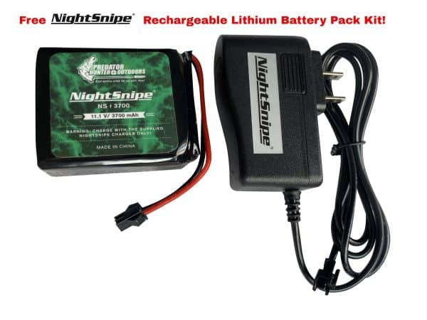 Power your Icotec and Lucky Duck game galls for hours on end with the NightSnipe NS3700 rechargeable lithium battery pack kit! Say goodbye to continuously replacing costly AA batteries on your Icotec and & Lucky Duck Game Calls. The NightSnipe NS3700 will provide 25+hours of runtime per charge and last you for years to come! Content include: 1 x NightSnipe NS3700 Rechargeable Lithium Battery Pack 1 x NightSnipe 12 Volt AC/DC charging plug Compatible with the following ICOTEC Electronic Game Calls: Outlaw, Night Stalker & Renegade. Compatible with the following Lucky Duck Electronic Game Calls: Revolution, Roughneck, Revolt, Riot, & Rebel. WARNING! Charge with supplied NightSnipe battery charger ONLY! DO NOT charge unattended! DO NOT, open, crush, or heat over 150 degrees Fahrenheit!