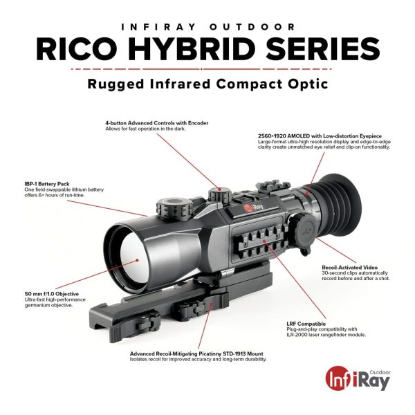 InfiRay Outdoor RICO HYBRID 640 3X 50mm Multi-function Thermal Weapon Sight (2x IBP-1 Batteries included and FREE LRF!) (HYH50W) - Image 3