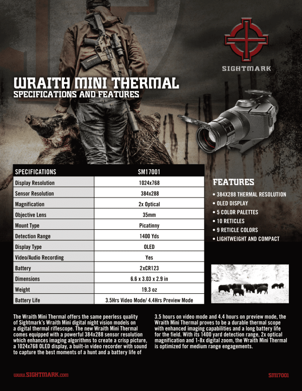 Sightmark Wraith Mini 2-16x35 Thermal Riflescope (Free NS10,000 10hr Battery Pack!) - Image 6