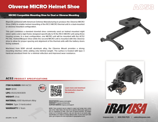 iRayUSA RICO MICRO Compatible Mounting Shoe for Dual or Obverse Mounting (AC53) - Image 4
