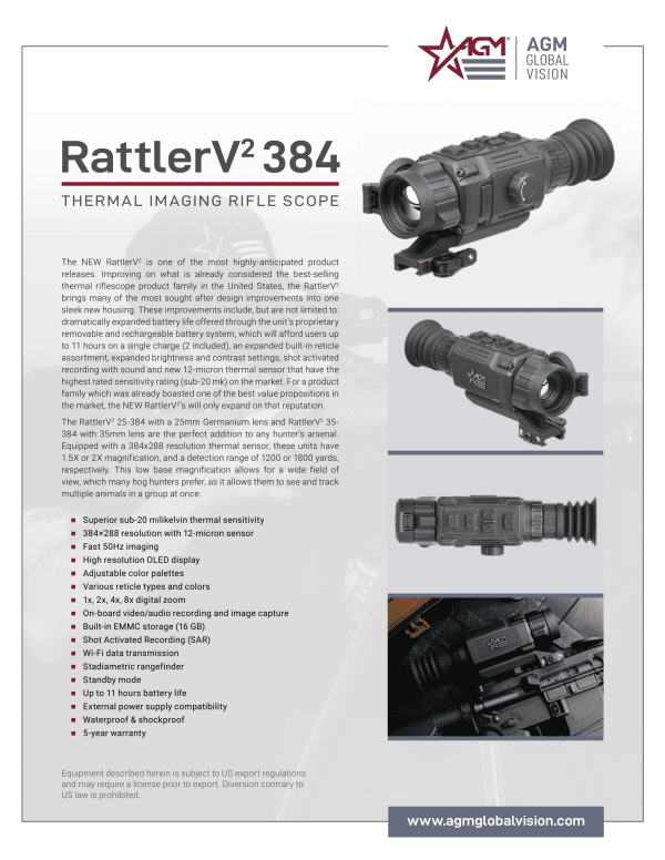 AGM Rattler V2 384 Thermal Weapon Sight Data Sheet