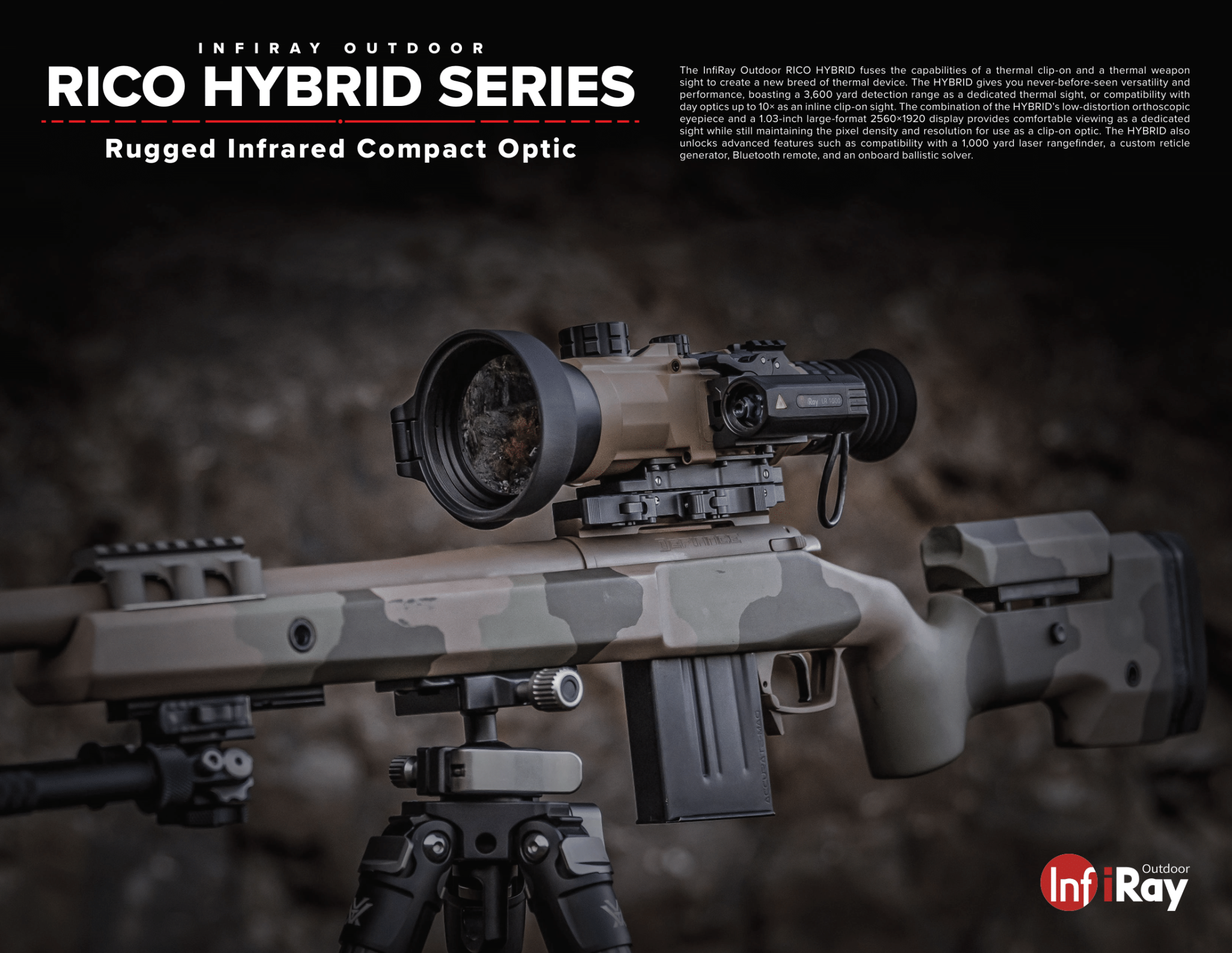 Infray Rico Pro InfiRay Outdoor RICO HYBRID 640 4X 75mm: Thermal Weapon Sight & Clip-On