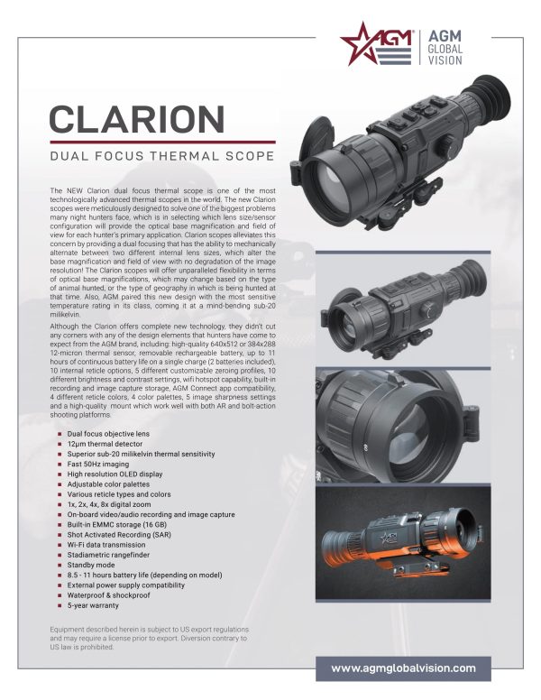 AGM Clarion 384/640 Thermal Weapon Sight Data Sheet