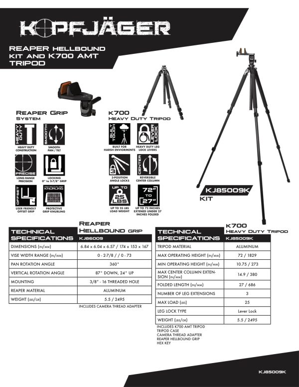 KOPFJÄGER REAPER HELLBOUND TRIPOD KIT DATA SHEET