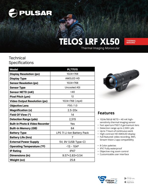 Pulsar Telos LRF XL50 Thermal Monocular (FREE Additional Pulsar LPS 7i Battery Pack!) - Image 12