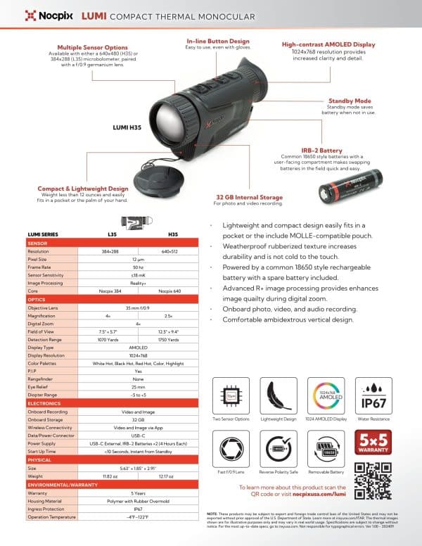 Nocpix LUMI L35 Thermal Monocular (Free 2x 18650 Batteries and 4-port Charger included!) - Image 14