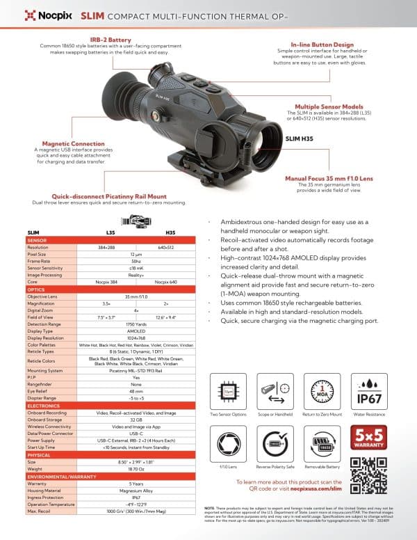 Nocpix SLIM L35 Multi-function Thermal Riflescope (Free 2x 18650 Batteries and 4-port Charger included!) - Image 9