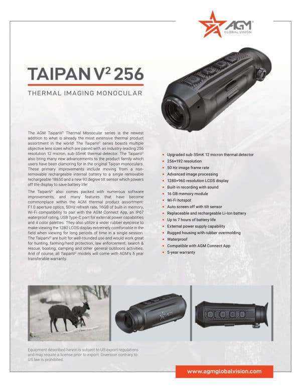 AGM Taipan V2 10-256 Thermal Monocular (Free Additional Batteries, Charger and Braided Lanyard!!) - Image 8
