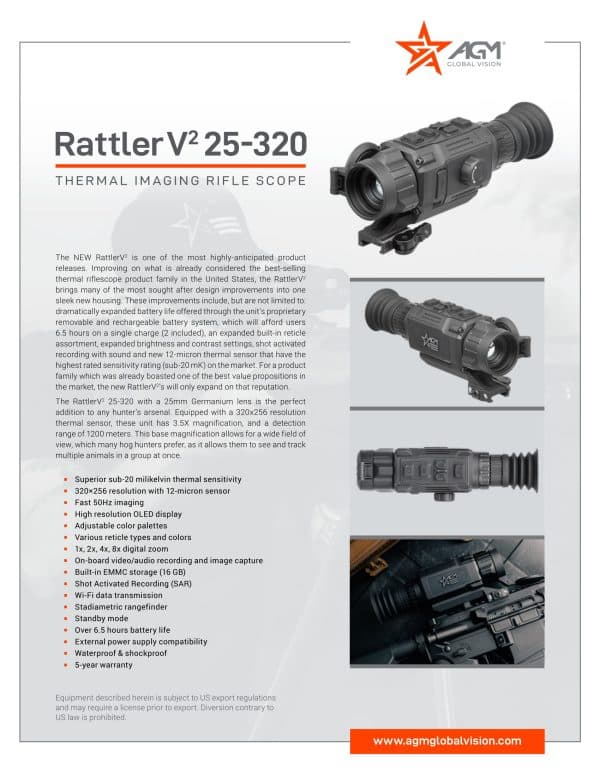 AGM Rattler V2 25-320 Thermal Weapon Sight (Free NightSnipe NS10,000 AGM Battery Pack!) - Image 6
