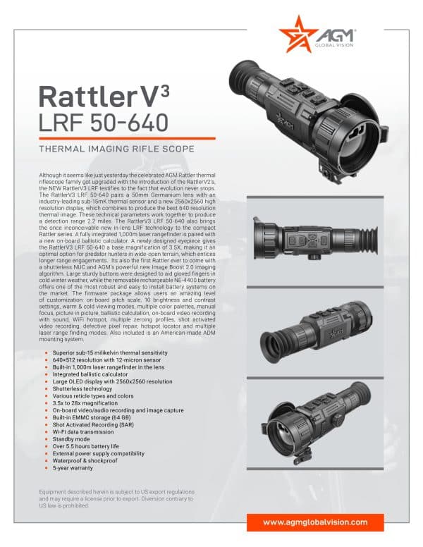 AGM Rattler V3 LRF 50-640 Thermal Weapon Sight (Free NightSnipe NS10,000 AGM Battery Pack!) - Image 7